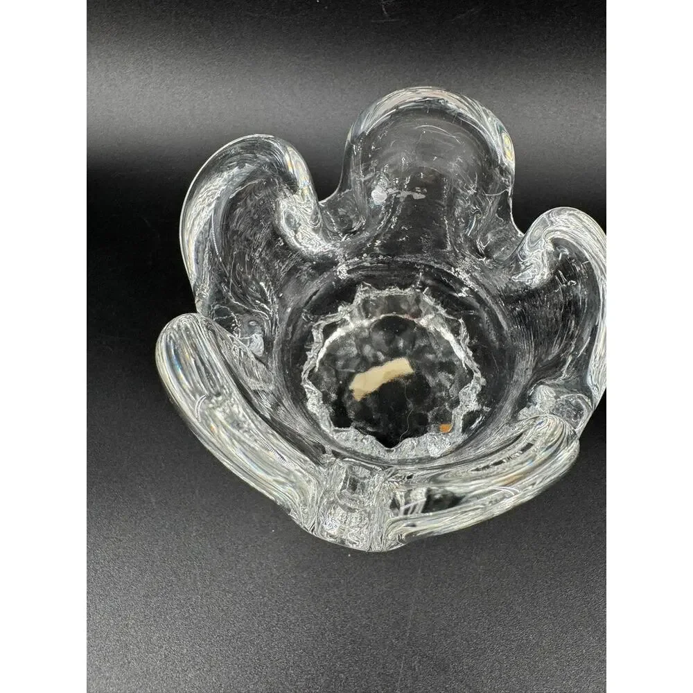 Kosta Boda Sunflower Glass Candle Holder Göran Wärff Swedish Art Glass 4.75